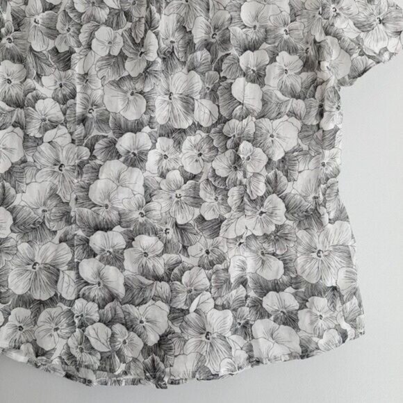 McGREGOR 100% Cotton Semisheer Button Down Shirt Floral B&W Sz S - Picture 10 of 12